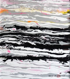 VAGUE. VIII Abstract white framed surreal painting, Painting, Acrylic on Canvas