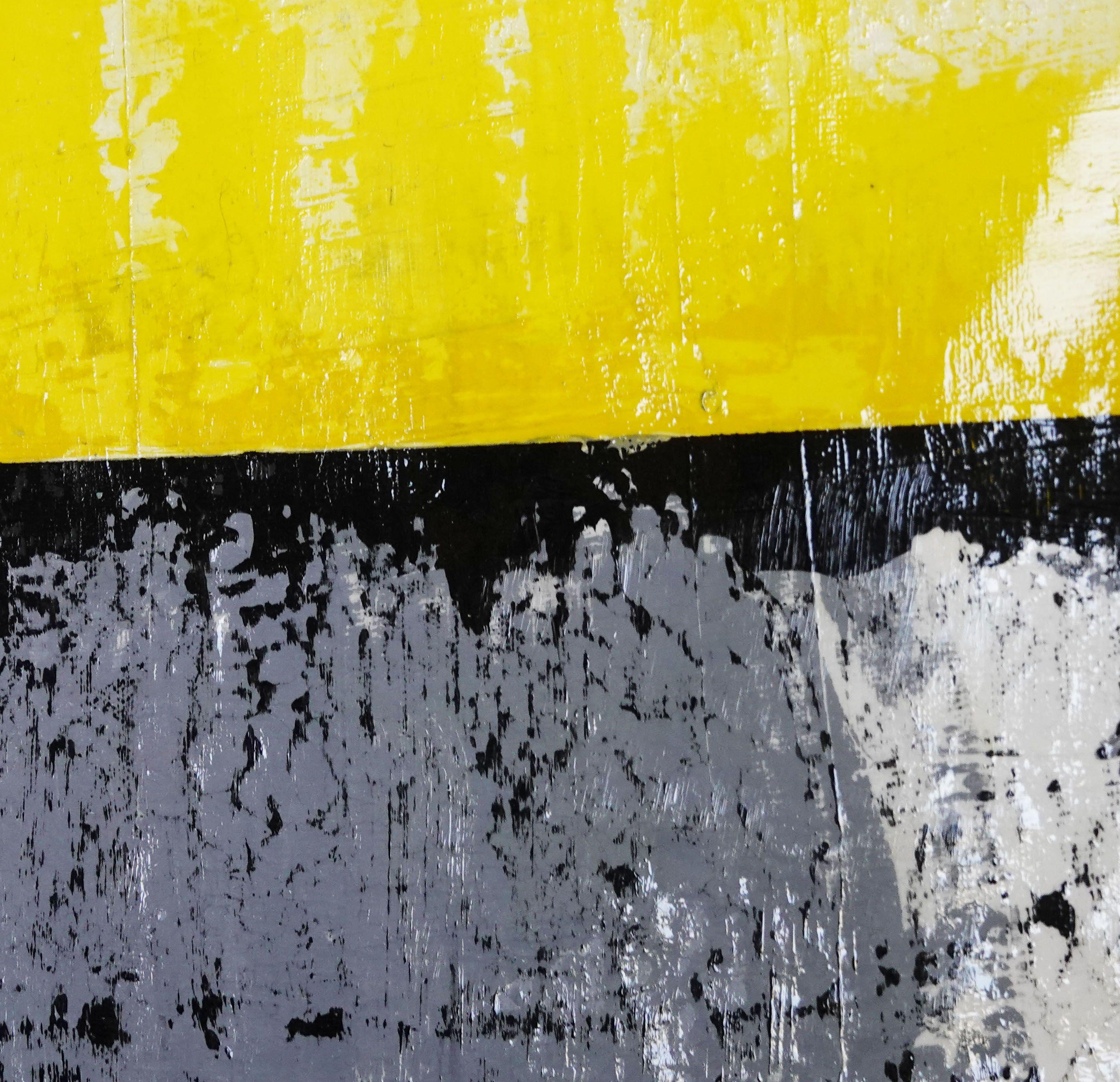 Vega Abstract Yellow/ Dash of charcoal painting, Painting, Acrylic on Canvas For Sale 2