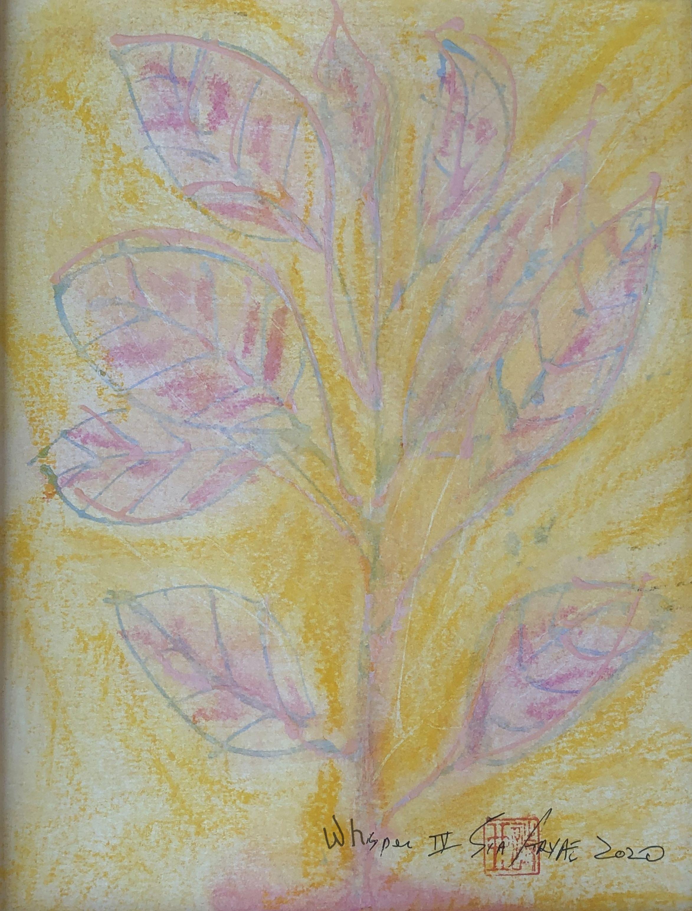 Sia Aryai Abstract Painting - Whisper.IV abstract botanical minimal framed art, Painting, Acrylic on Paper