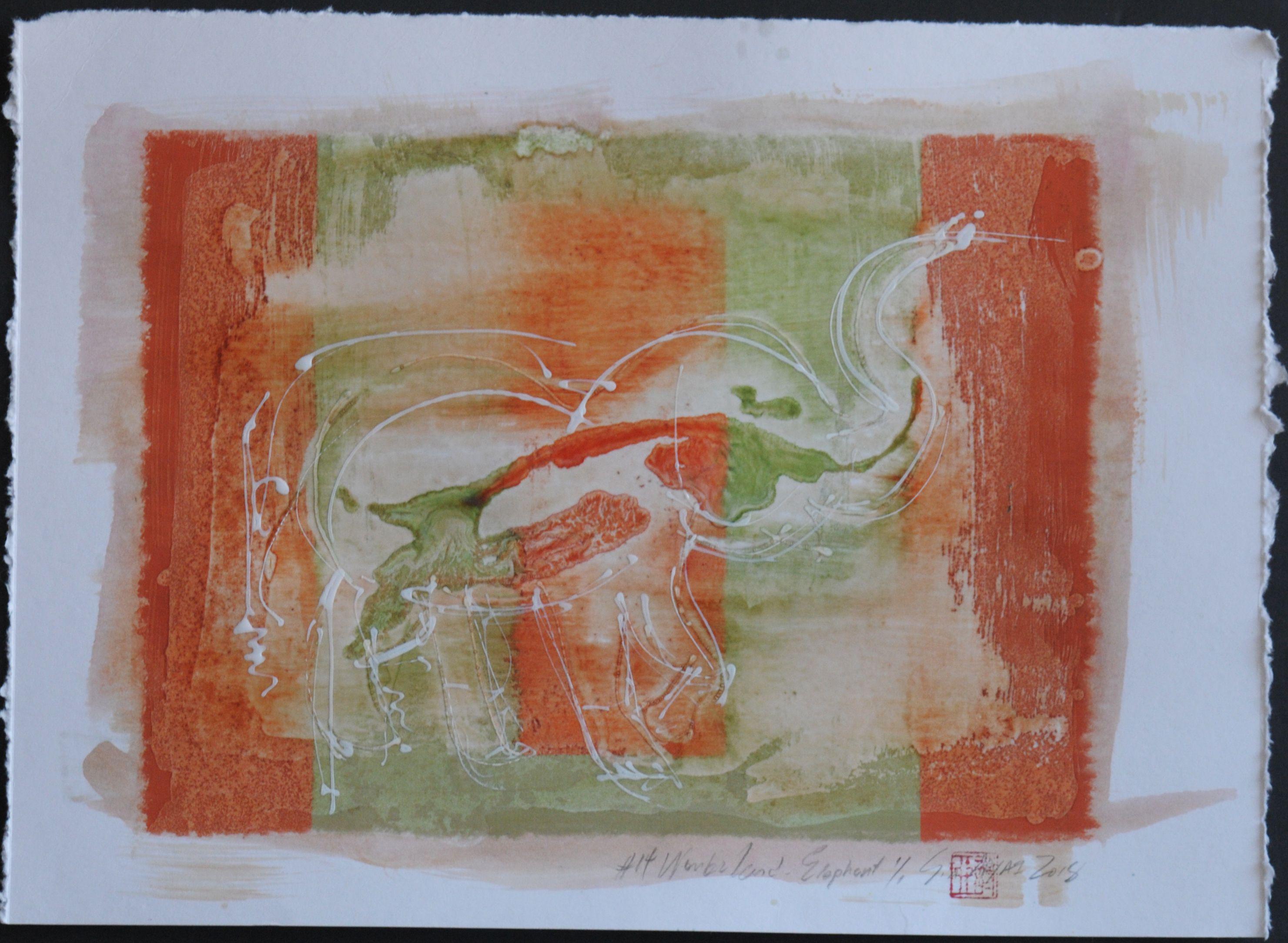 Abstract Painting di Sia Aryai - Mondo delle meraviglie #14  Unico nel suo genere, Pittura, Acrilico su carta