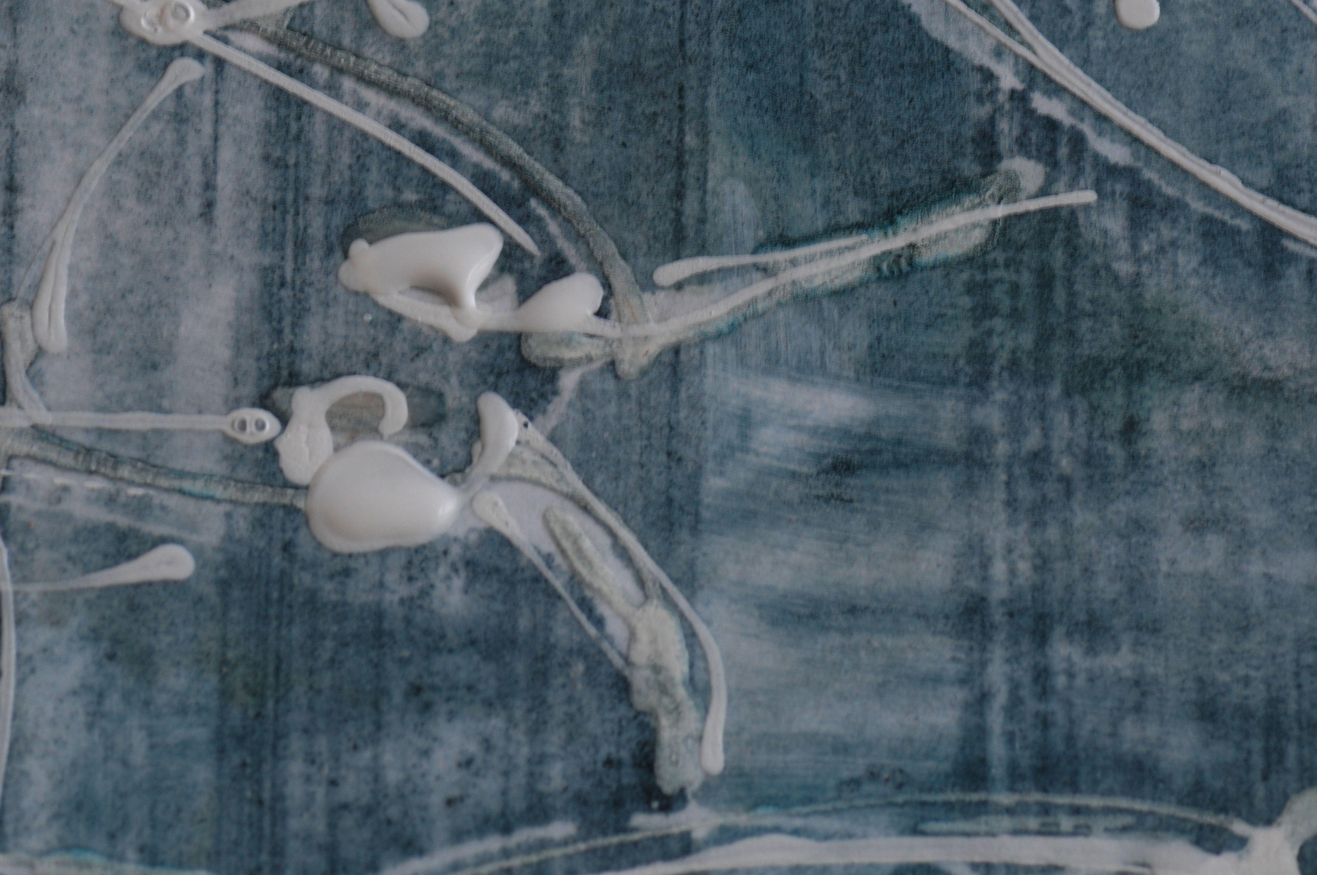 Paese delle meraviglie #16 solo originale, Pittura, Acrilico su carta - Abstract Painting Grigio di Sia Aryai