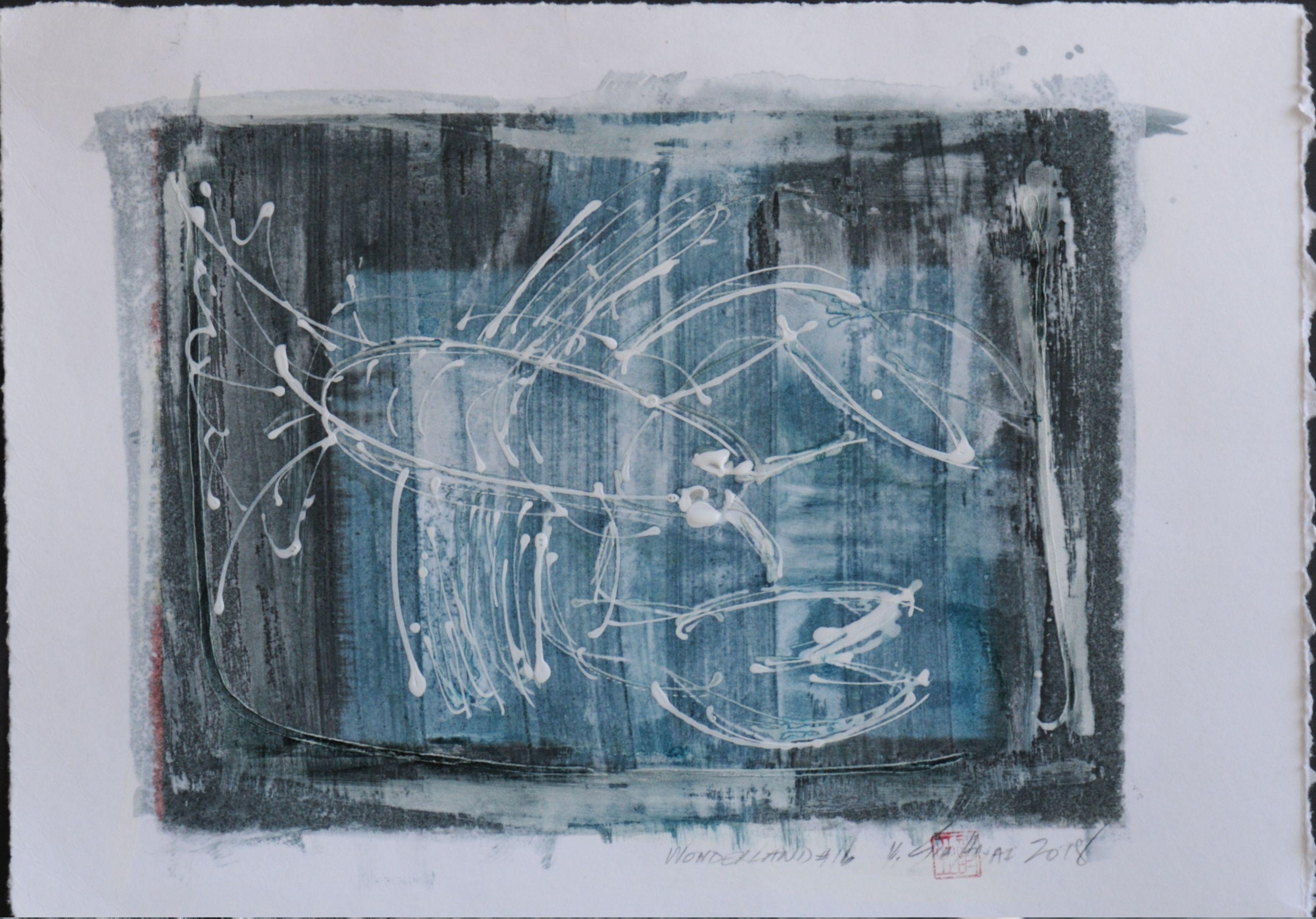 Abstract Painting di Sia Aryai - Paese delle meraviglie #16 solo originale, Pittura, Acrilico su carta