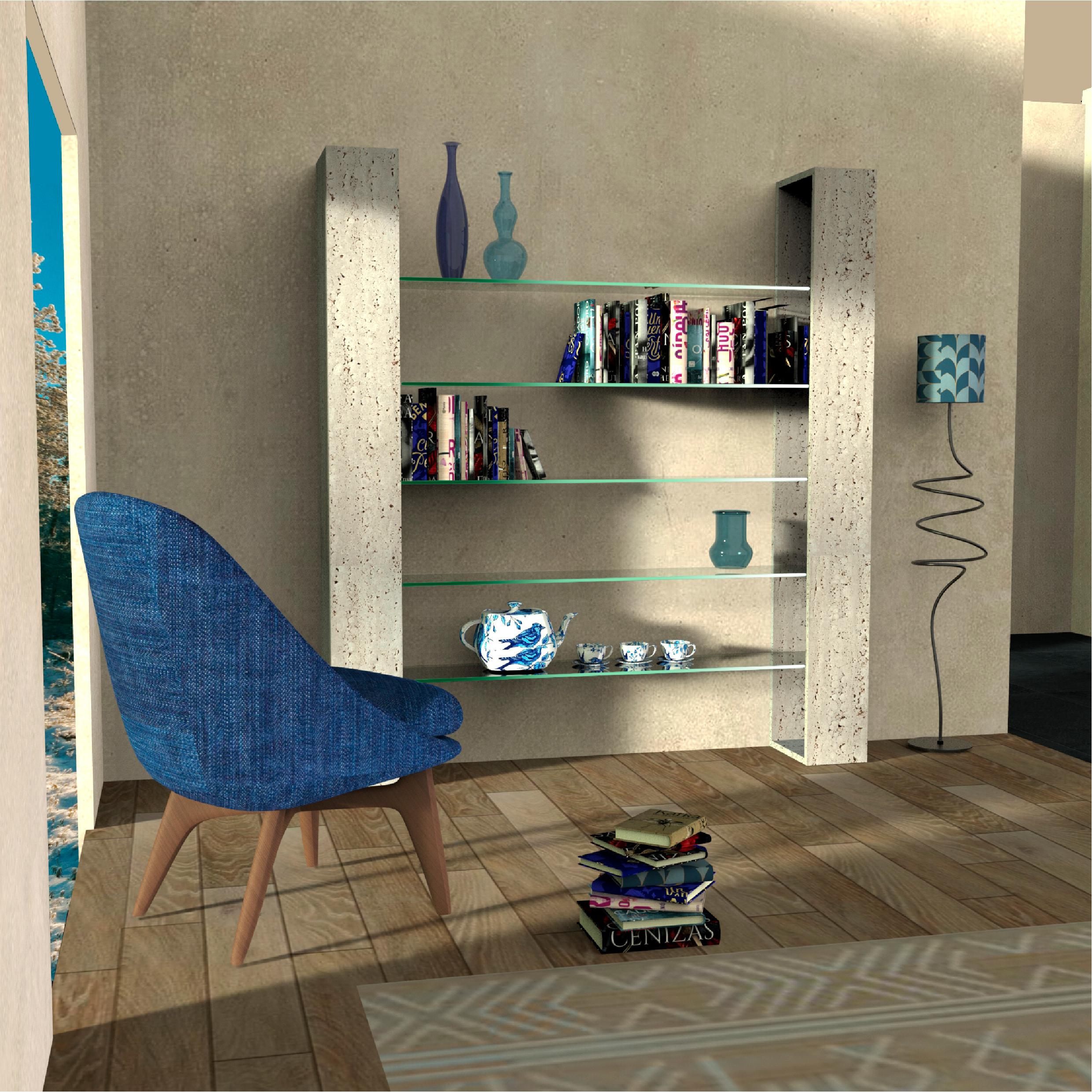 Estanteria de Marmol Sial Travertino Italiano Cristal Estanteria de Lujo Meddel España Español en venta