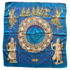 SIAM Blue silk scarf from Hermes. Designed by Vladimir Rybaltchenko in 1978