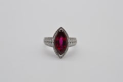 Siam Marquise Ruby Ring 2.95 Cts Heated C.Dunaigre Certified Unworn