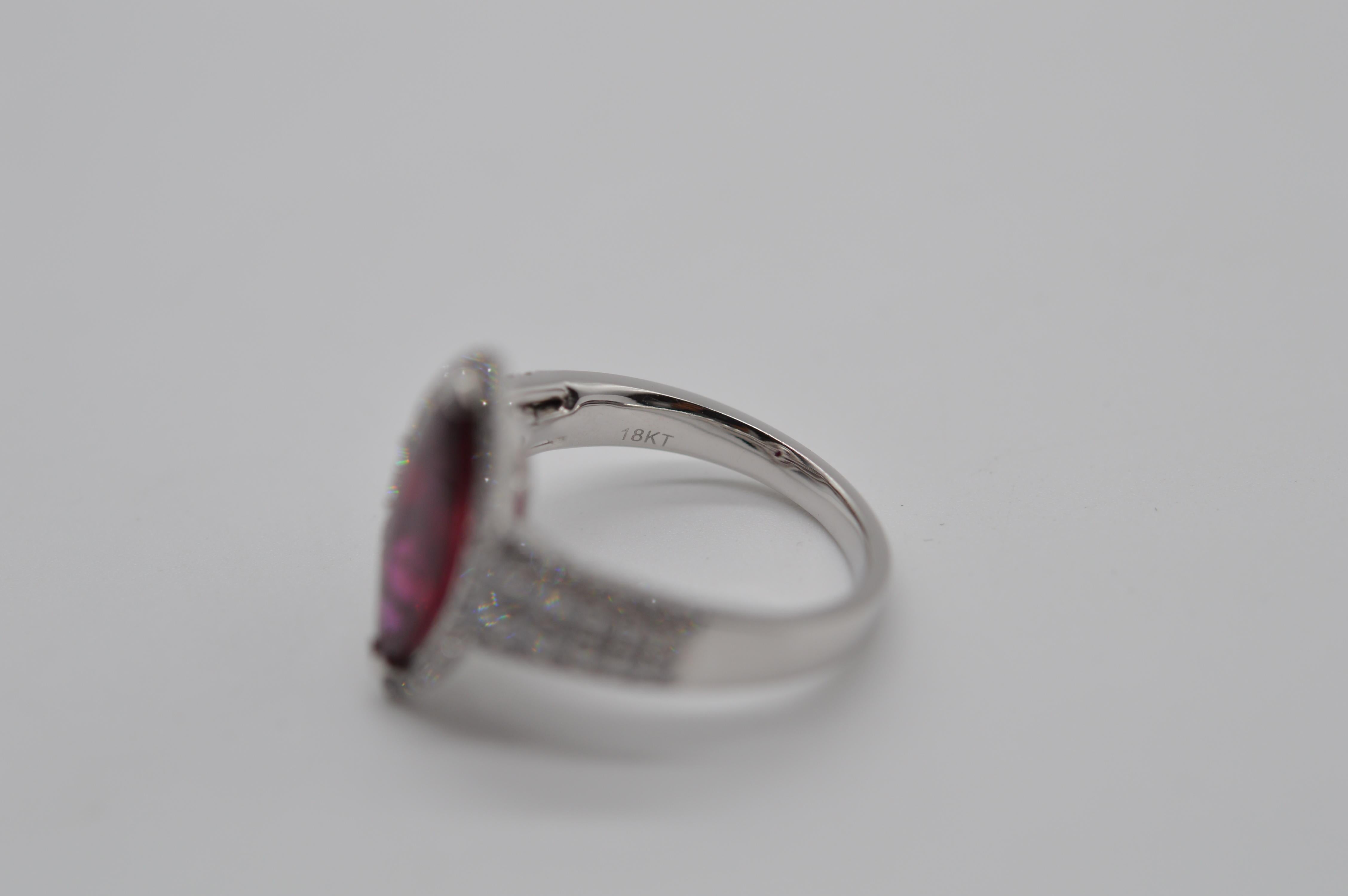 Women's or Men's Siam Marquise Ruby Ring 2.95 Cts Heated C.Dunaigre Certified Unworn For Sale