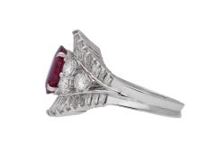 Siam Ruby and Diamond Ballerina Cluster Ring, circa 1960
