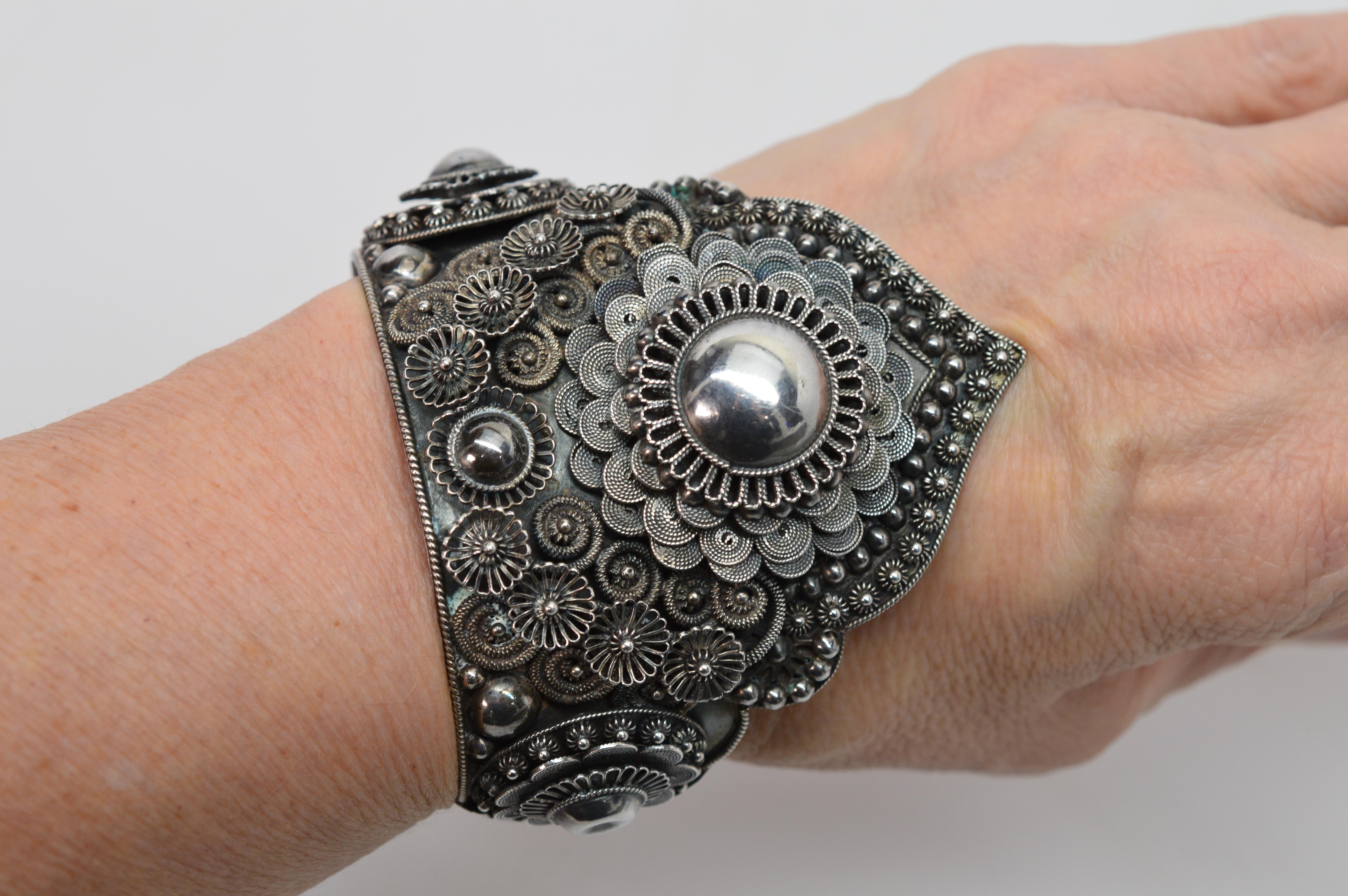 Siam Silver Ornate Cuff Bracelet 3