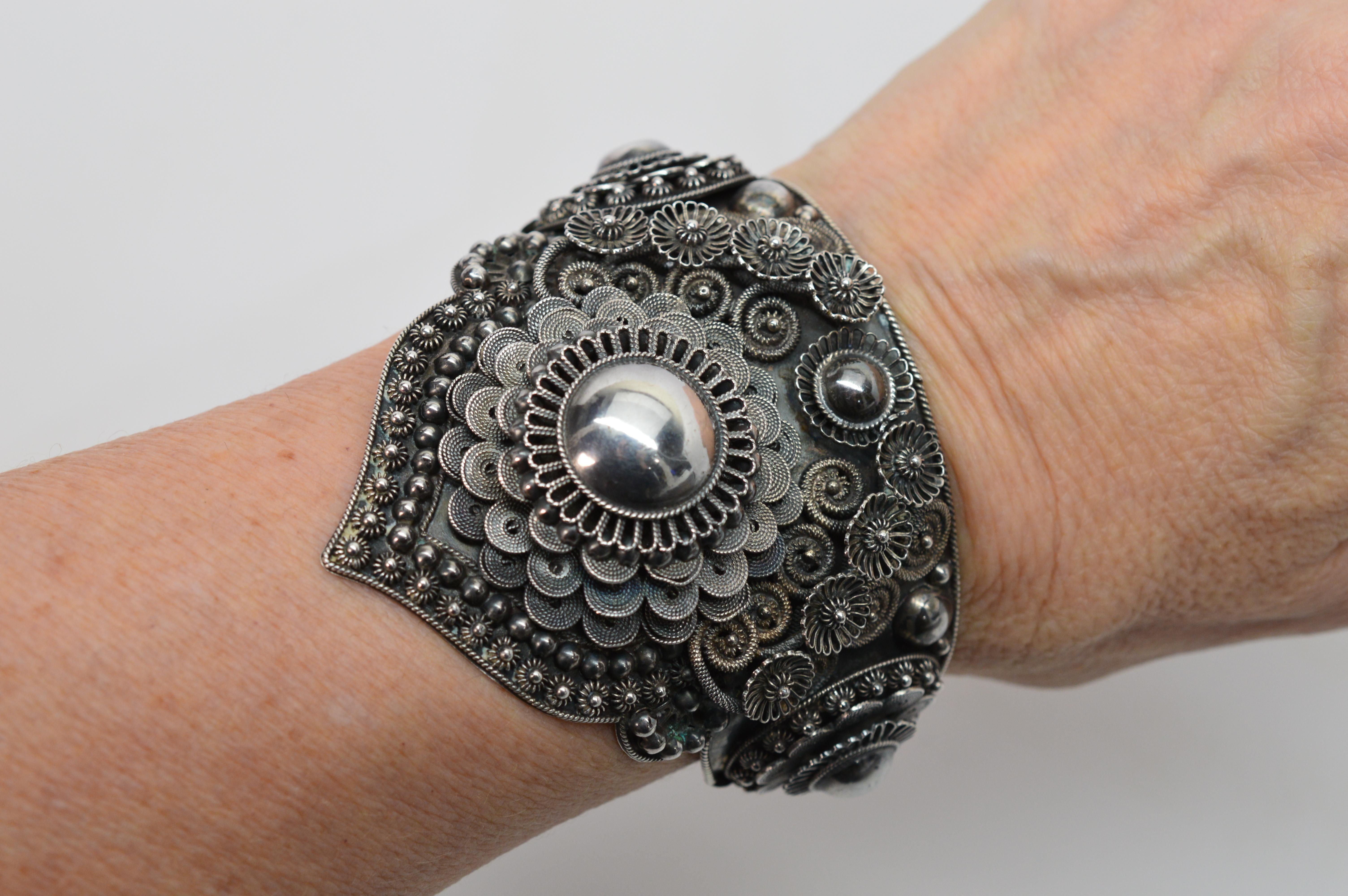 Siam Silver Ornate Cuff Bracelet 4