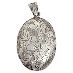 Siam Sterling Silver Etched Oval Locket #15130