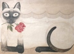 Siamese Cat Painting Marjorie Wende Kasso Mid Century Modern Buffalo NY Artist