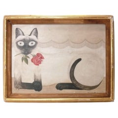 Siamese Cat Painting Marjorie Wende Kasso Mid Century Modern Buffalo NY Artist