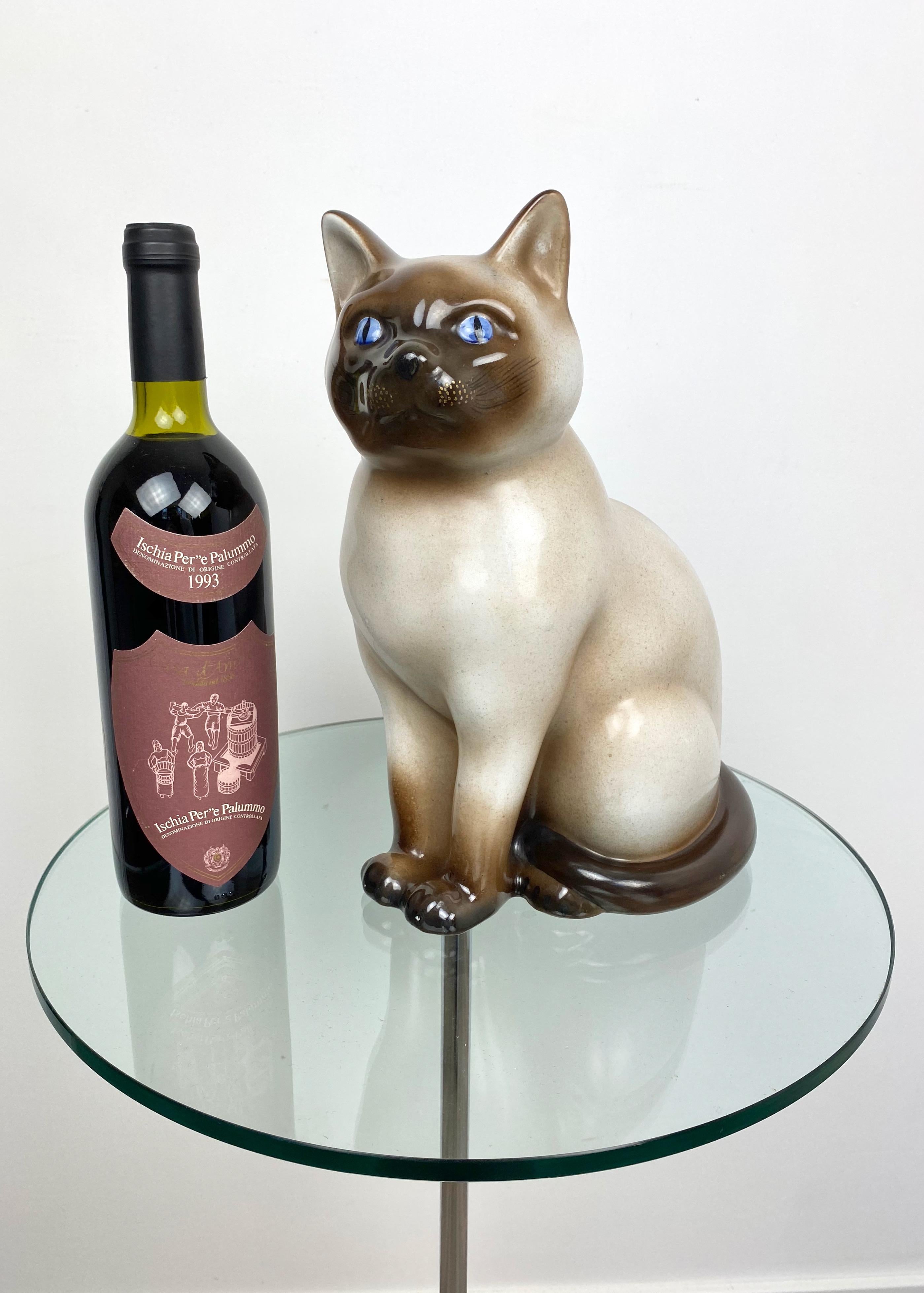 Siamese Cat Vintage Ceramic Sculpture by Piero Fornasetti 1960s Italy 5