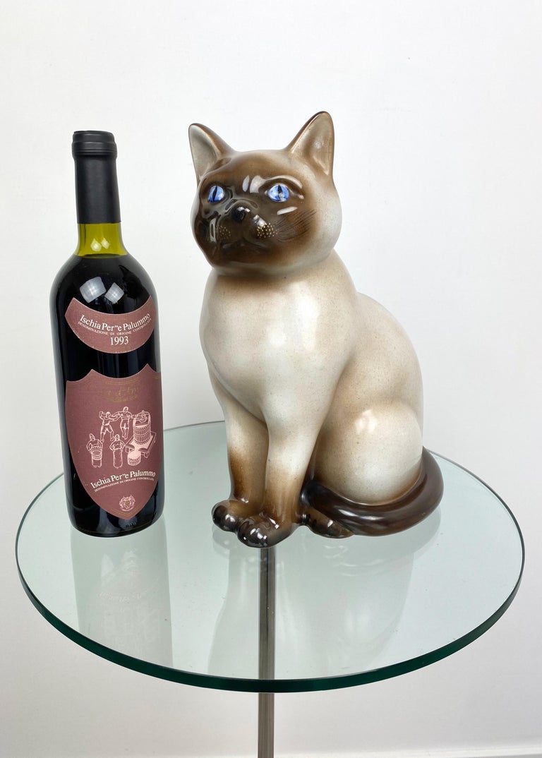 Siamese Cat Vintage Ceramic Sculpture by Piero Fornasetti 1960s Italy For Sale 8