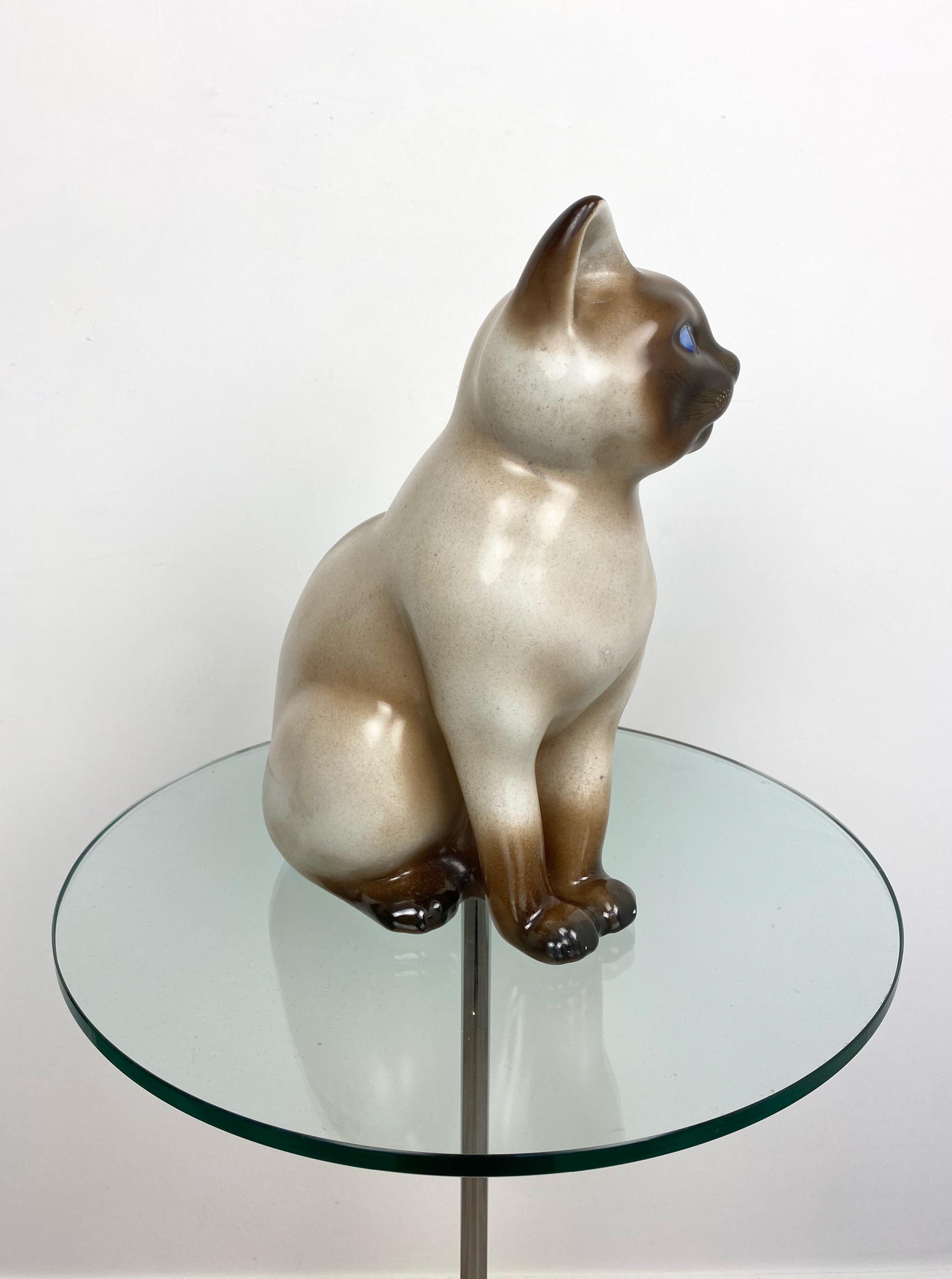 Mid-Century Modern Siamese Cat Vintage Ceramic Sculpture by Piero Fornasetti 1960s Italy
