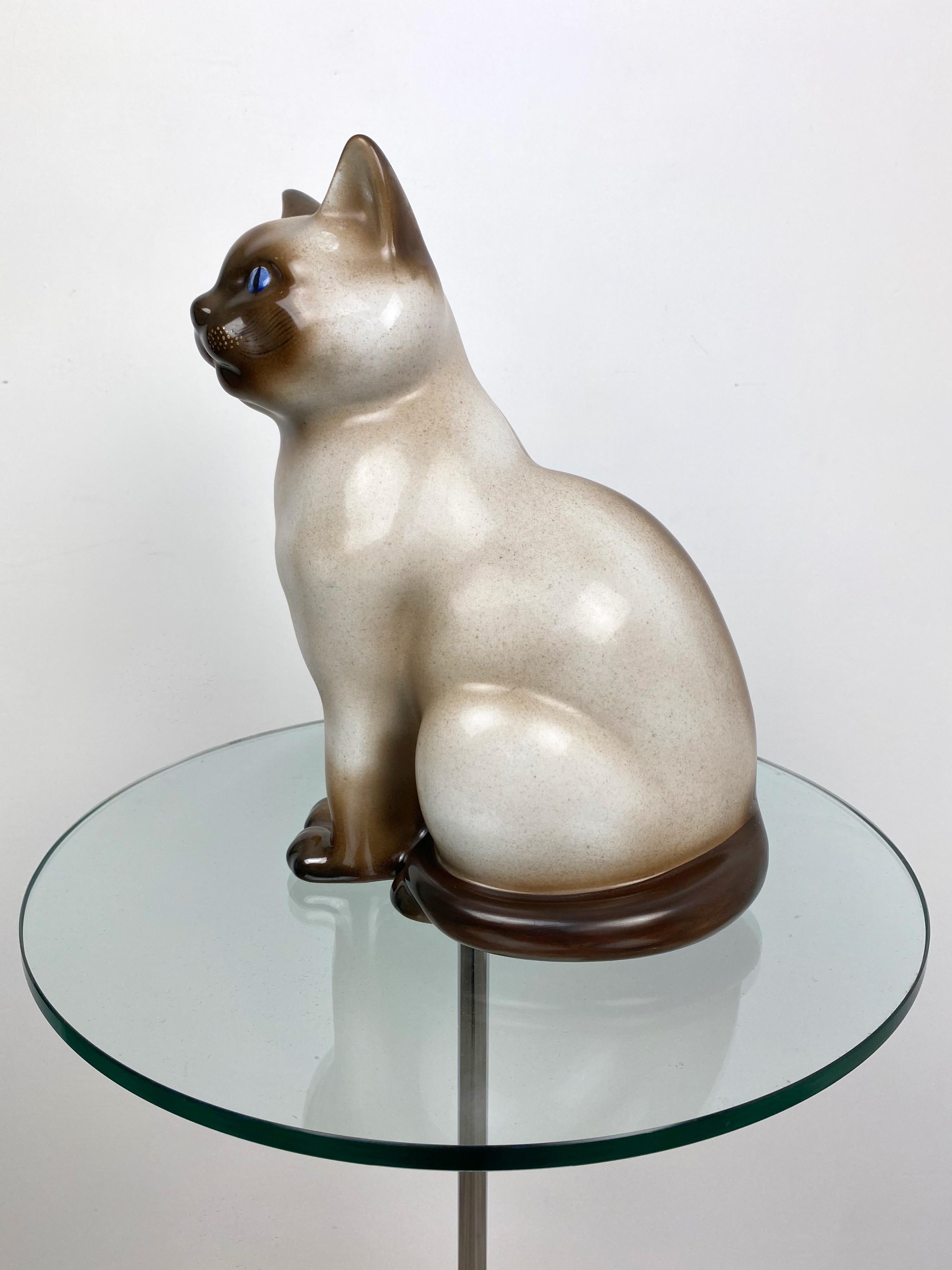 Italian Siamese Cat Vintage Ceramic Sculpture by Piero Fornasetti 1960s Italy