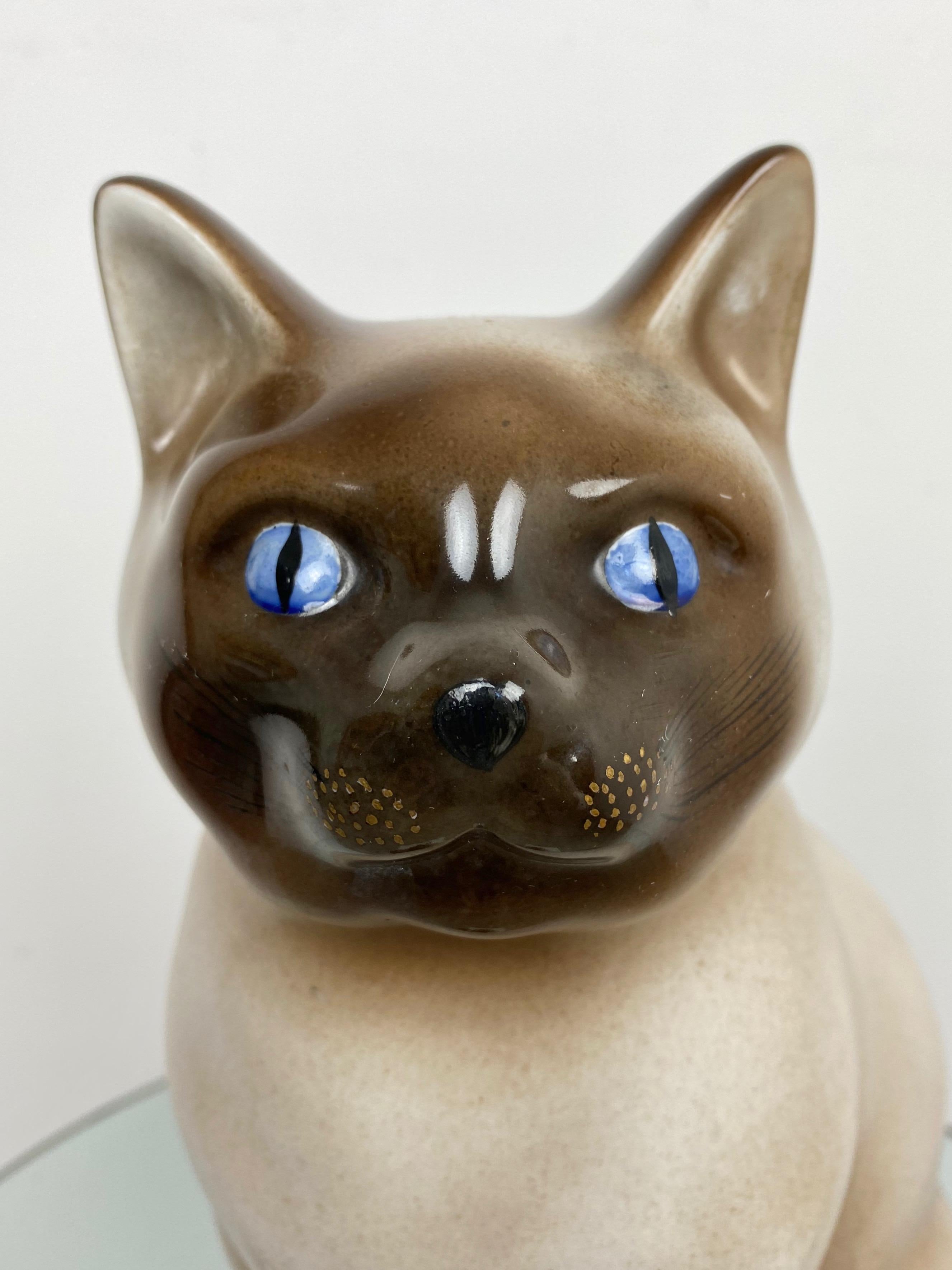 Siamese Cat Vintage Ceramic Sculpture by Piero Fornasetti 1960s Italy In Good Condition In Rome, IT