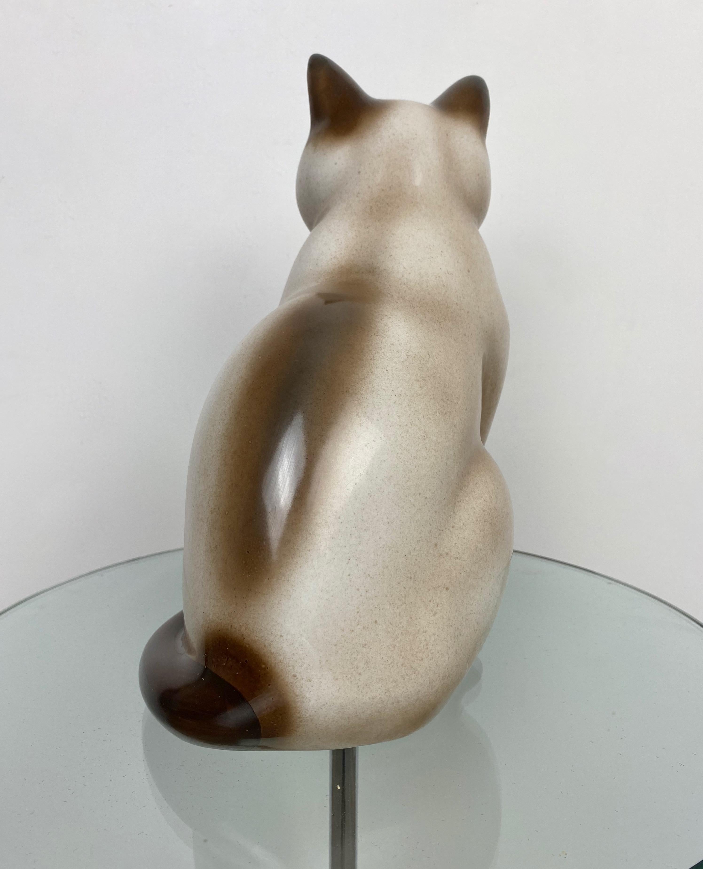 Mid-20th Century Siamese Cat Vintage Ceramic Sculpture by Piero Fornasetti 1960s Italy