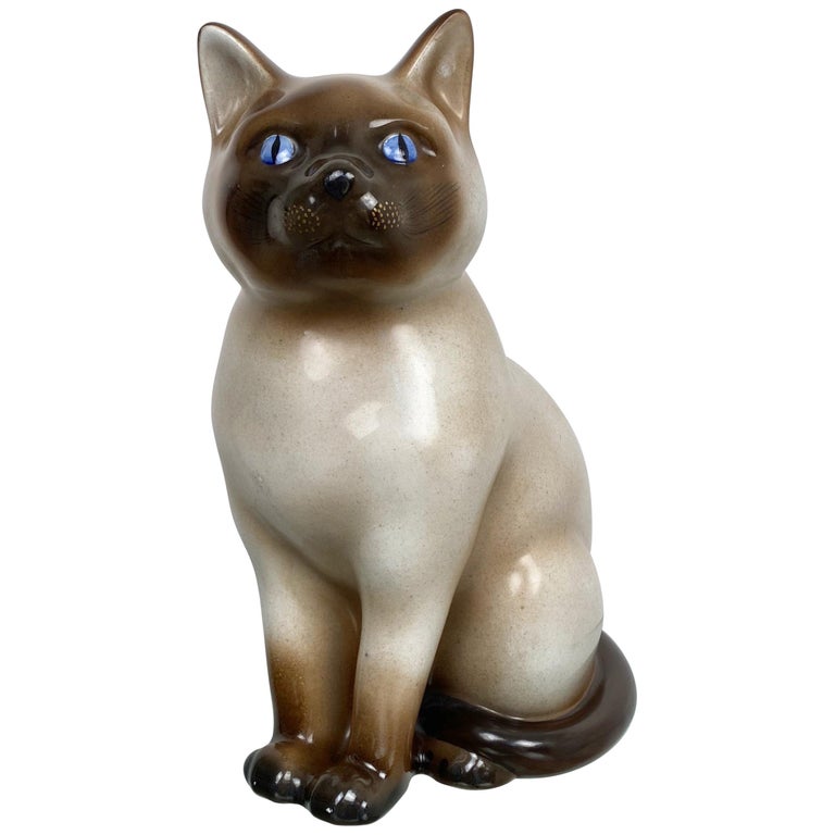 Siamese Cat Vintage Ceramic Sculpture By Piero Fornasetti 1960s