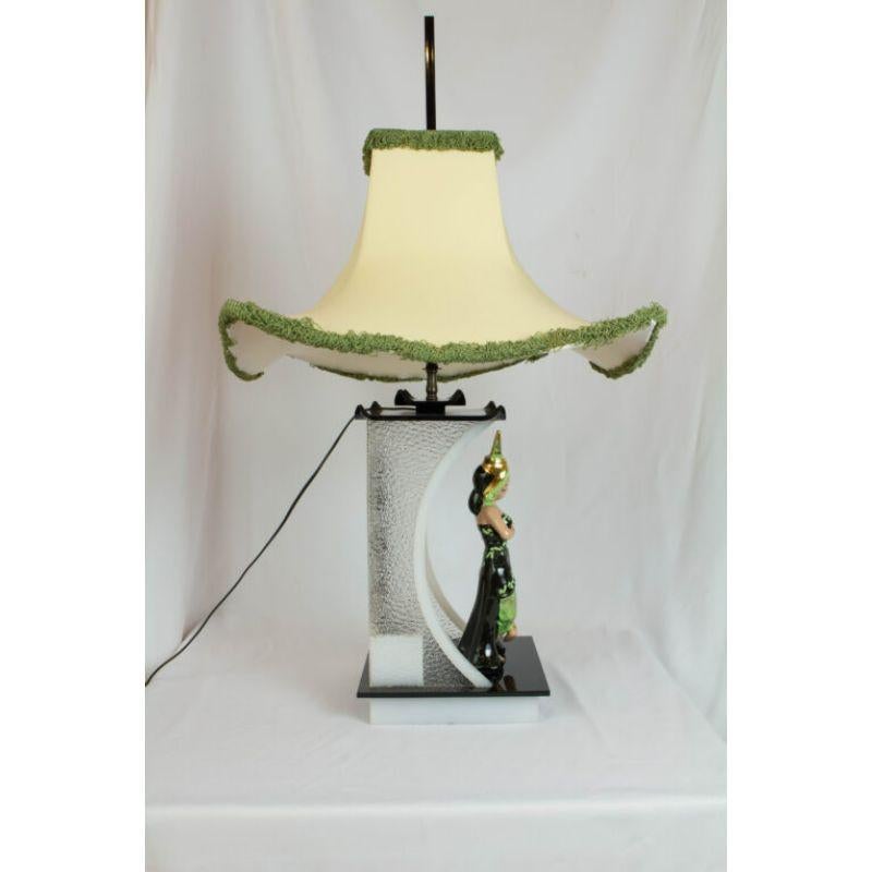 Unknown Siamese Dancer Moss Lamp with Original Shade For Sale