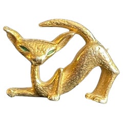 Siamese Kitty Cat Golden Vintage Brooch Pin