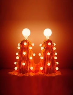 Siamese Orange Expandable Foam Floor Lamp by Joseph Algieri