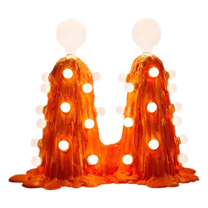 Siamese Orange Expandable Foam Floor Lamp by Joseph Algieri For Sale