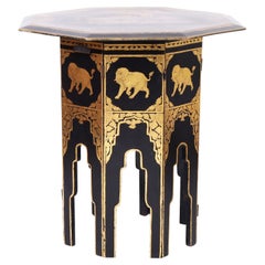 Antique Siamese Signed and Dated Gilt Decorated Stand or Table with Elephants