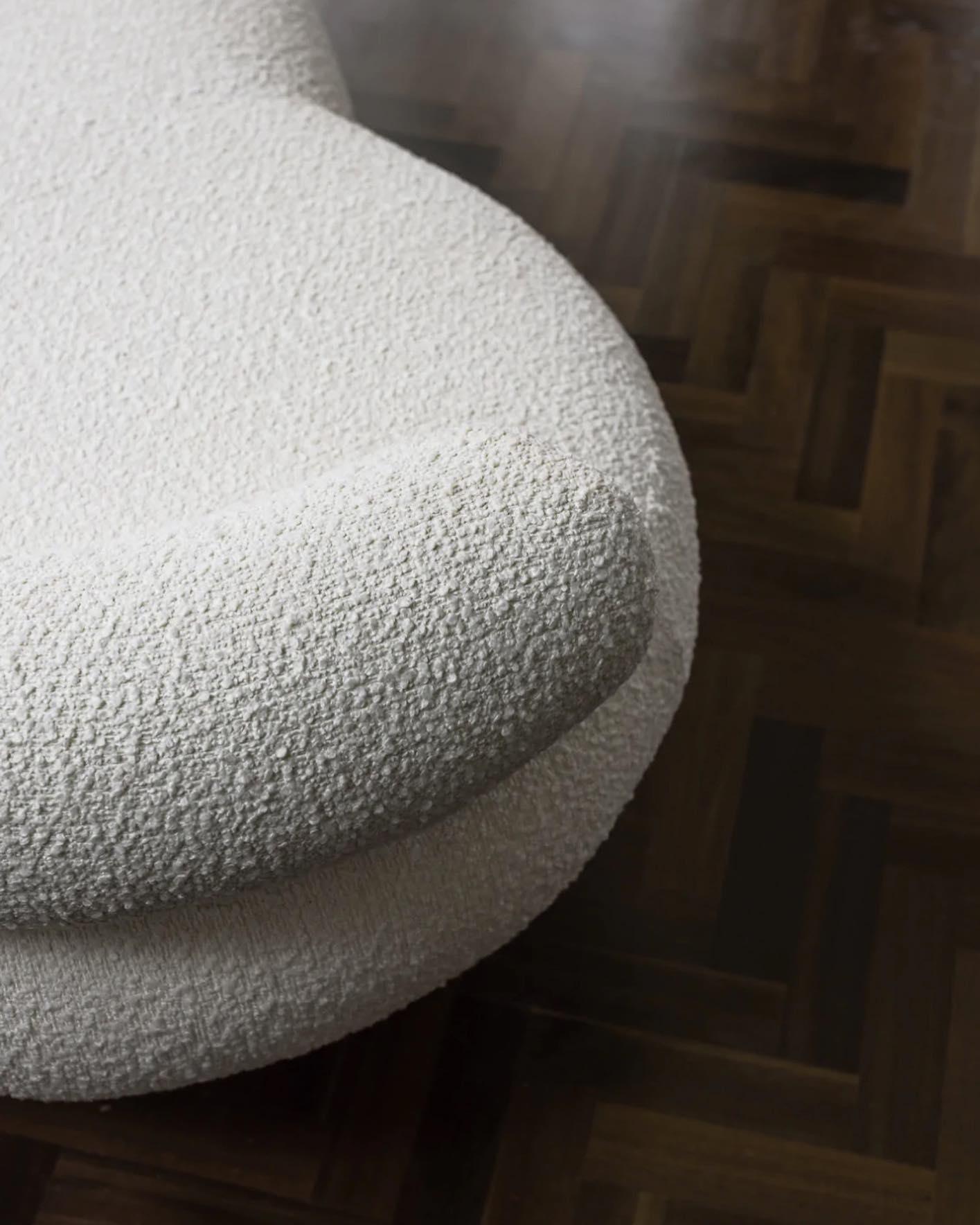 Bouclé S Shape Light Beige Lamb Sofa with Double Backrest by Pietro Franceschini For Sale