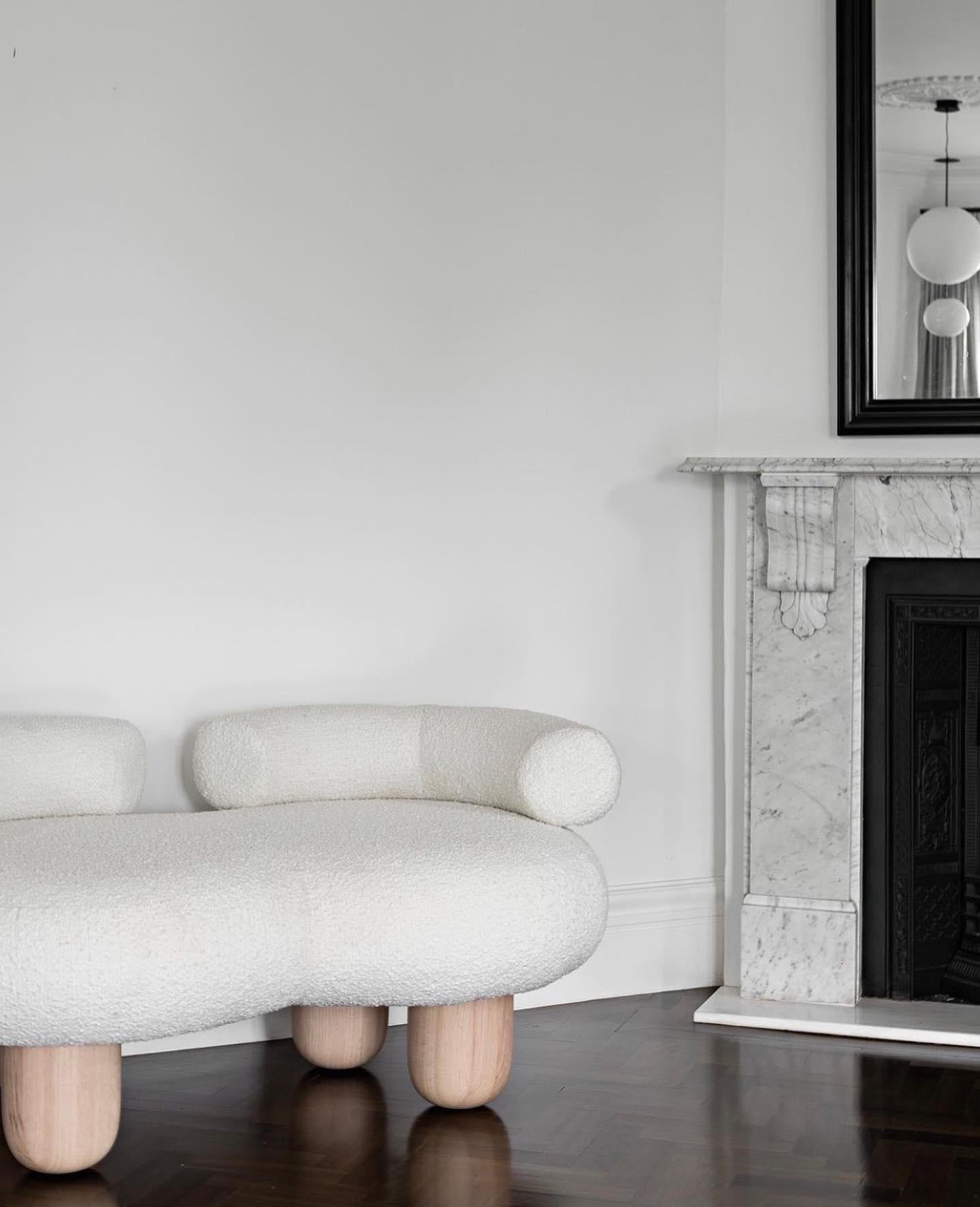 Contemporary S Shape Light Beige Lamb Sofa with Double Backrest by Pietro Franceschini For Sale
