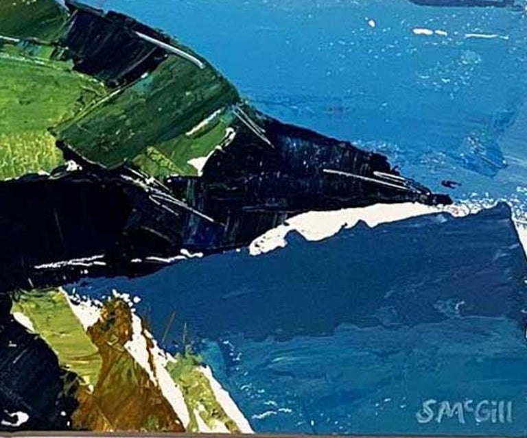 Cape Cornwall - Contemporary British Landscape: Framed Acrylic Painting For Sale 1