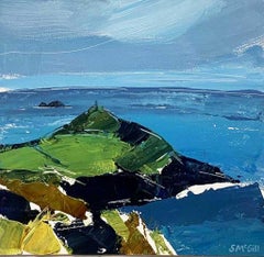 Cape Cornwall - Contemporary British Landscape: Framed Acrylic Painting
