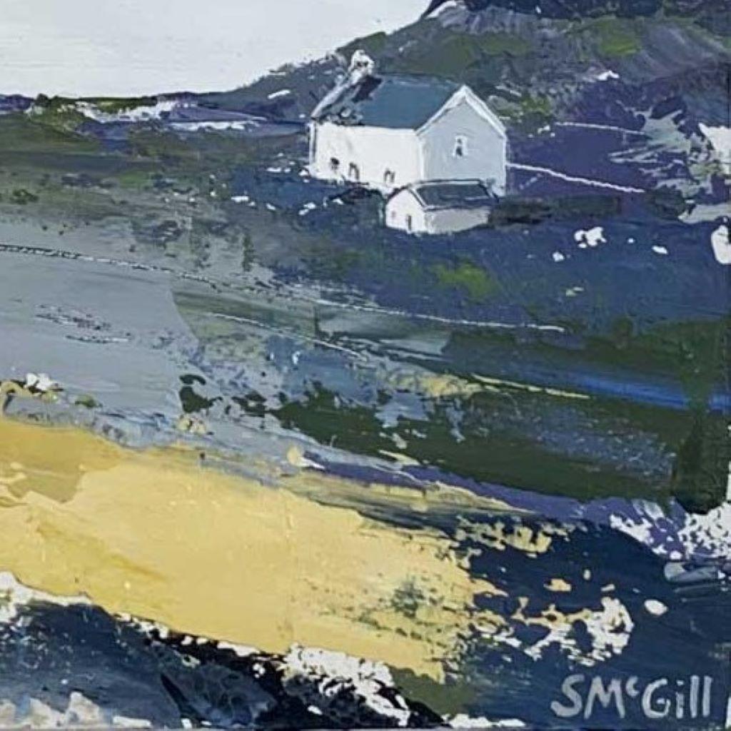 Llyn Peninsula - Zeitgenössische ländliche Landschaft: Gerahmte Acrylmalerei (Grau), Landscape Painting, von Sian McGill