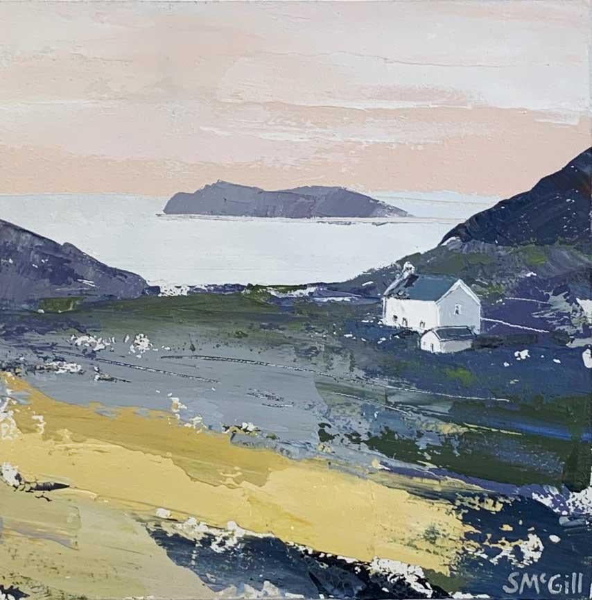 Llyn Peninsula - Contemporary Rural Landscape: Framed Acrylic Painting For Sale 1