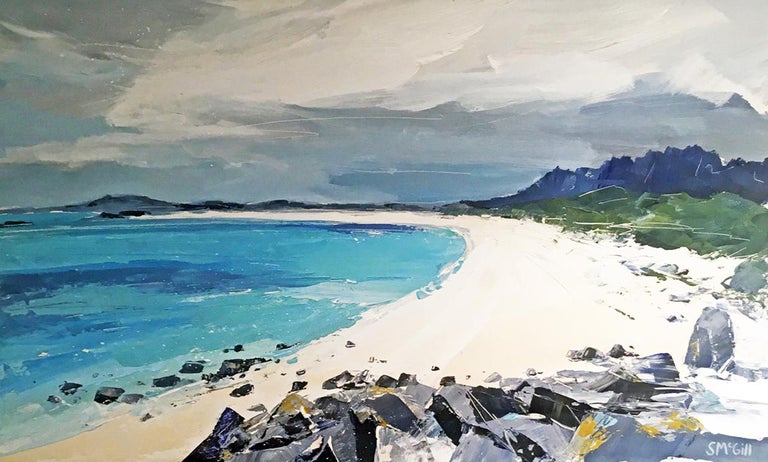 Sian McGill Landscape Painting - Tresco - landscape acrylic coastline framed 