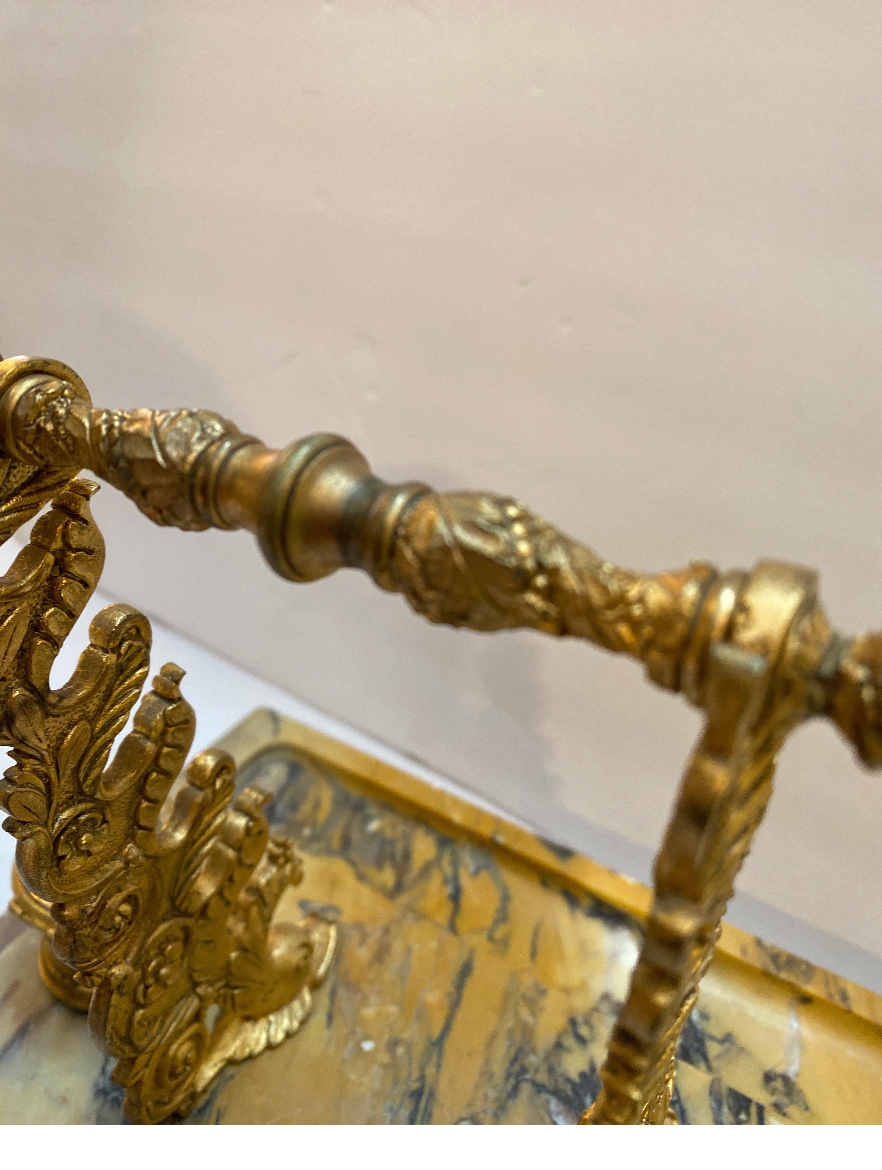 Siena Marble and Ormolu Double Inkstand Late 19th Century For Sale 5