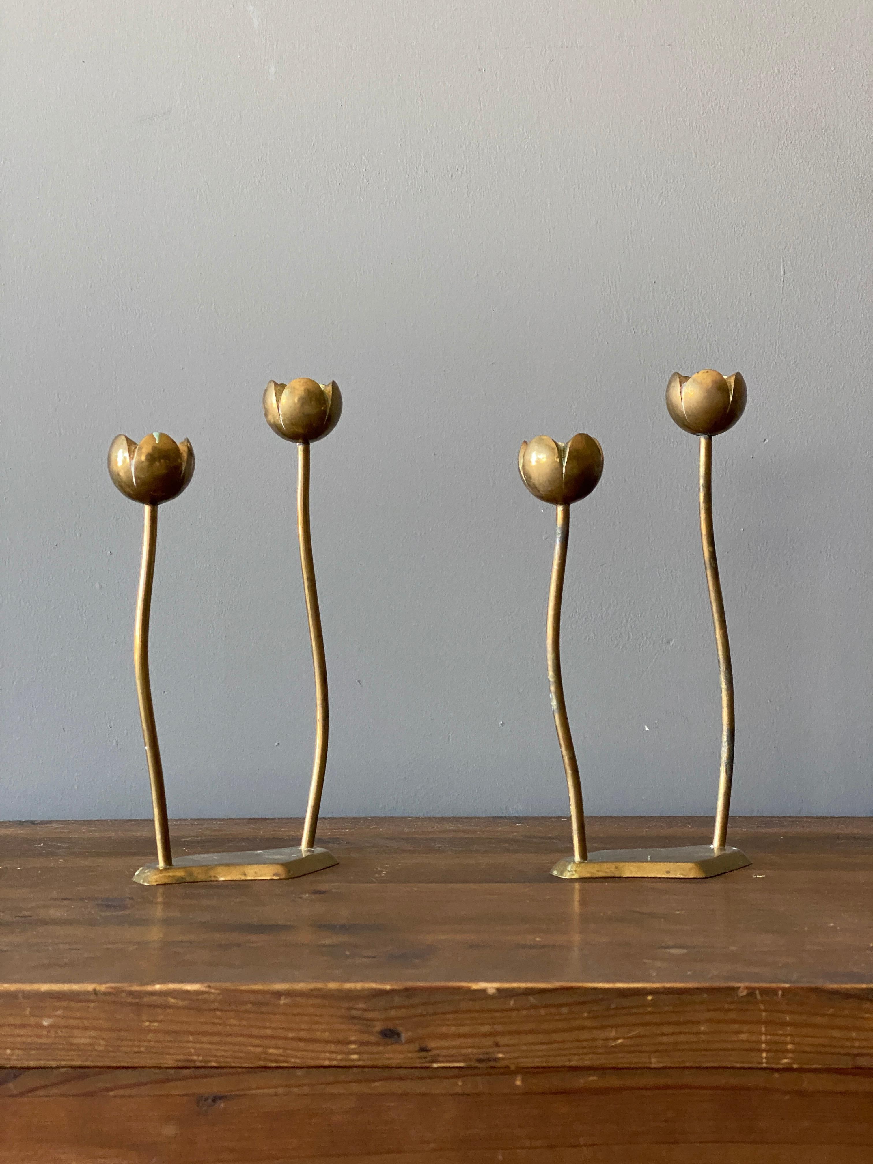 A pair of organic modernist candlesticks / candleholders. Produced by Sib Staken Berggren, Kalmar, Sweden, circa 1970s.

Other designers of the period include Josef Frank, Paavo Tynell, Hans-Agne Jacobsen, Hans Bergström, and Gio Ponti.