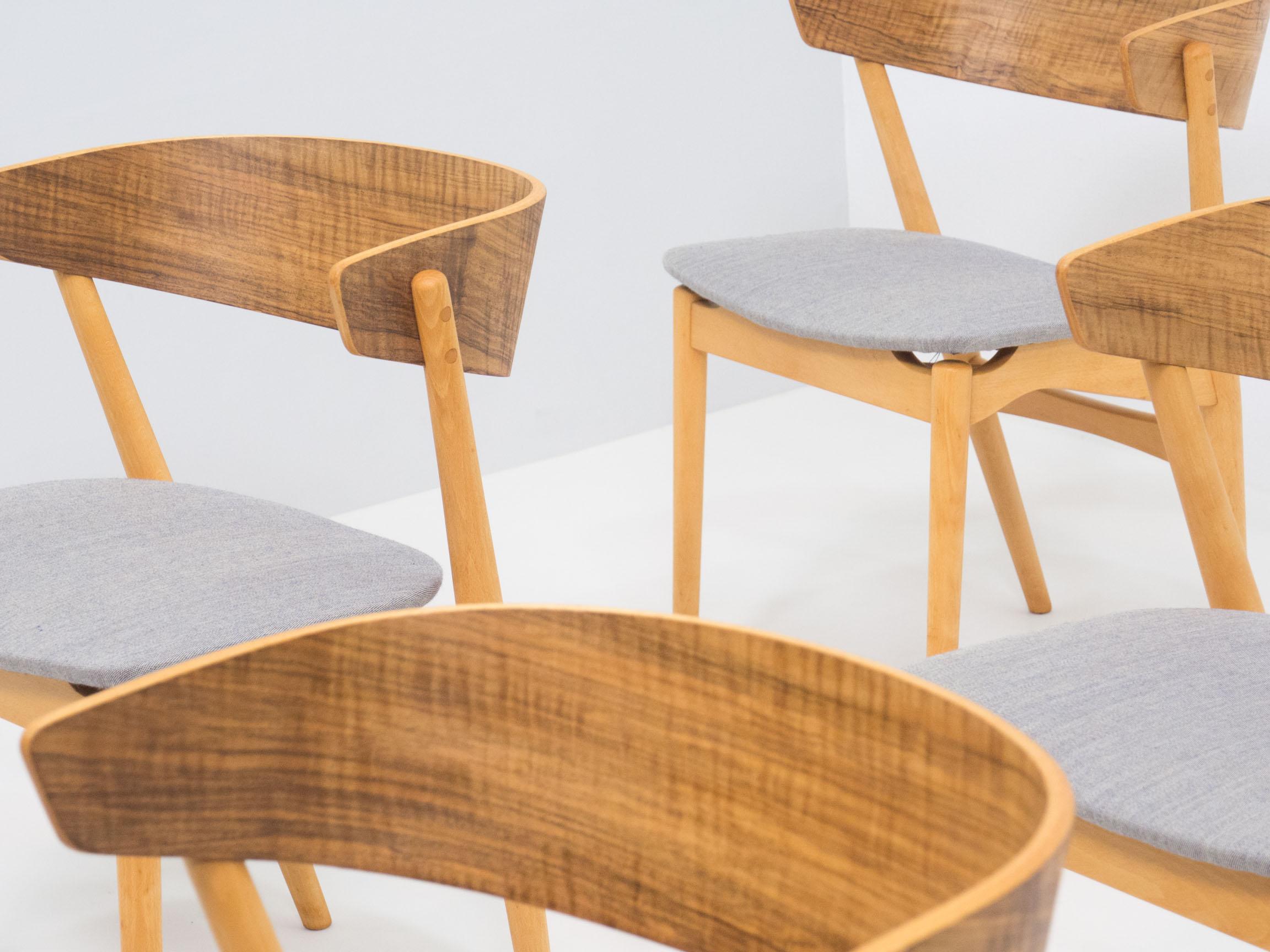 Danois Sibast Møbler Ensemble de quatre chaises de salle à manger 'No. 7', Helge Sibast en vente