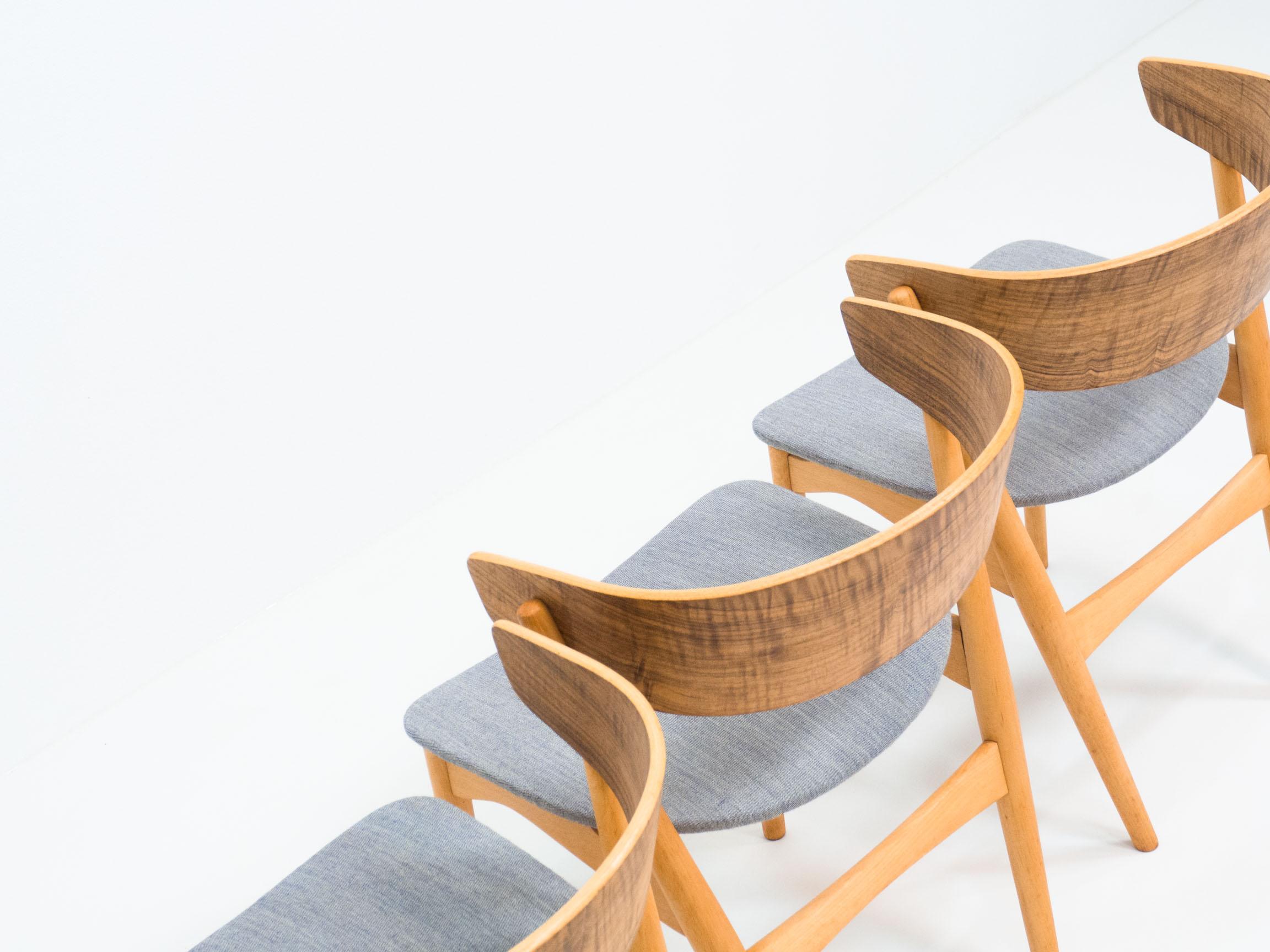 Veneer Sibast Møbler Set of Four ‘No. 7’ Dining Chairs, Helge Sibast For Sale