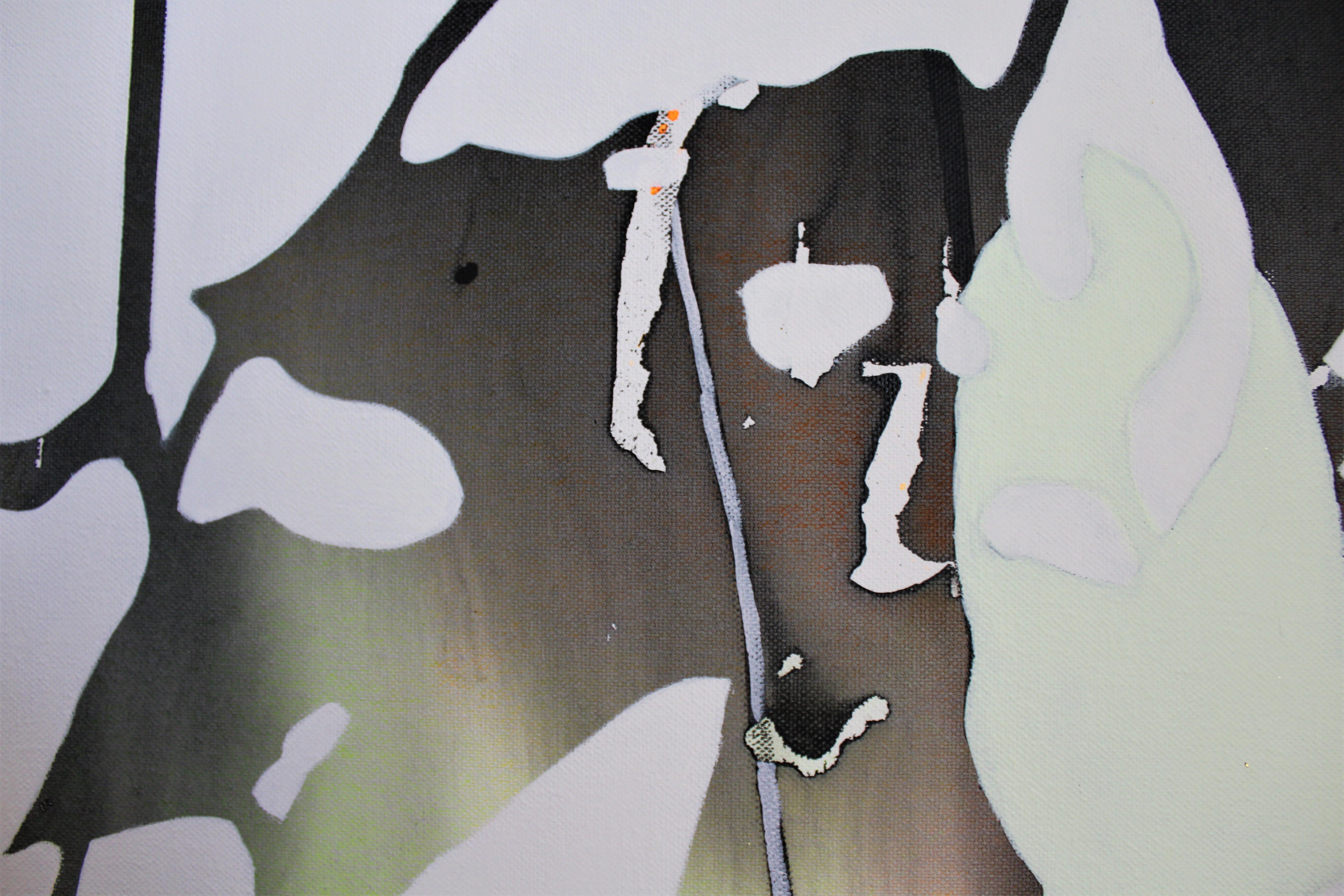 Water Reflection at Juno - Gold Abstract Painting by Sibel Kocabasi