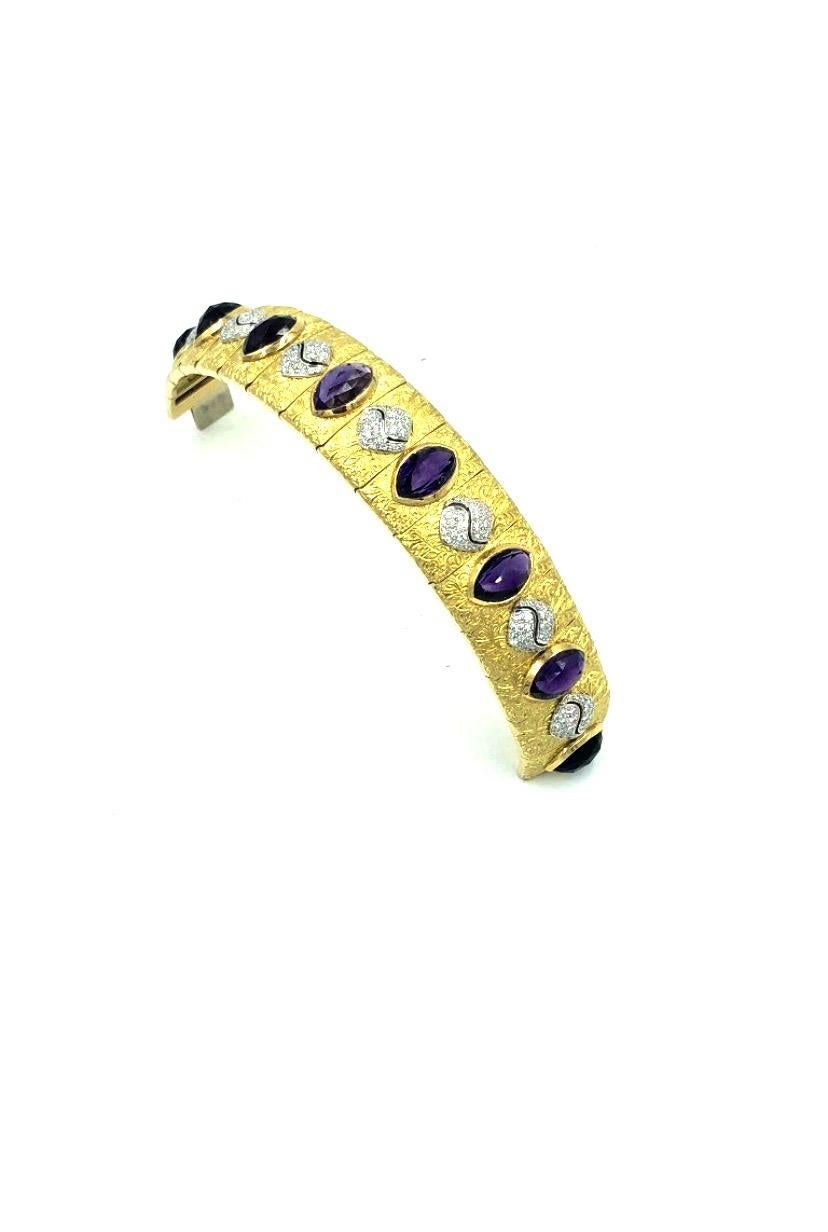 Siberian Amethyst and Diamond Bracelet Steven Webster In Excellent Condition For Sale In West Palm Beach, FL