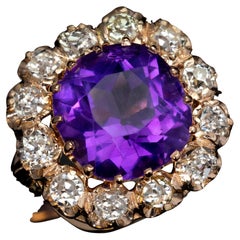 Antiker sibirischer Amethyst-Diamant-Ring