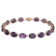 Siberian Amethyst Tennis Bracelet 14K Yellow Gold 30Cttw 7.5 inches