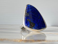 Siberian azurite silver ring