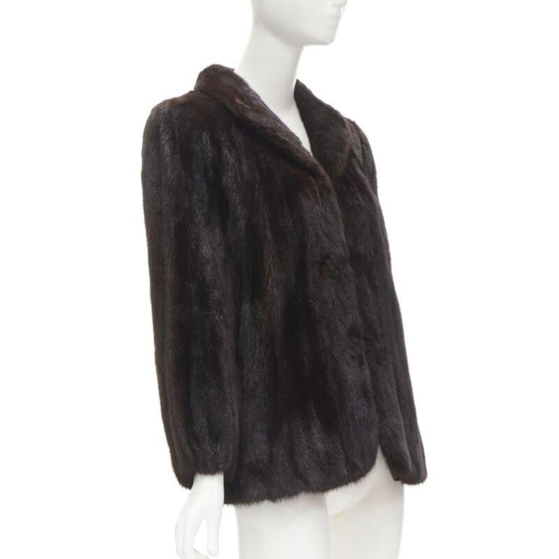 SIBIRISCHES PELZGESCHÄFT HONG KONG  Fell dunkelbraun kurz Schalkragen kurze Jacke S (Schwarz) im Angebot