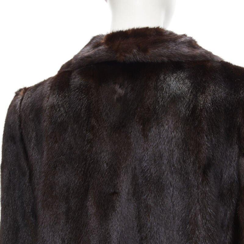 SIBIRISCHES PELZGESCHÄFT HONG KONG  Fell dunkelbraun kurz Schalkragen kurze Jacke S im Angebot 3