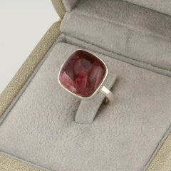 Siberian rubellite tourmaline silver ring