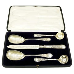 Sibray, Hall & Co. Antike viktorianische Sterling Silber Obst servieren Set