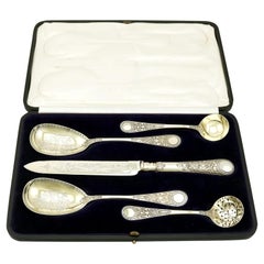 Sibray, Hall & Co Antique Victorian Sterling Silver Fruit Serving Set