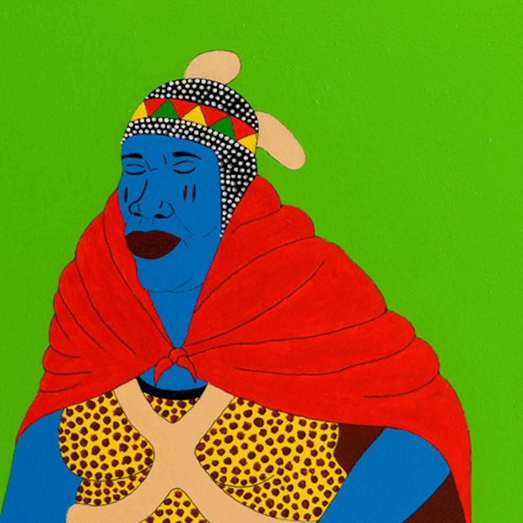 Ukupahla Elogio del rispetto - Figurative Painting Verde di Sibusiso Duma 